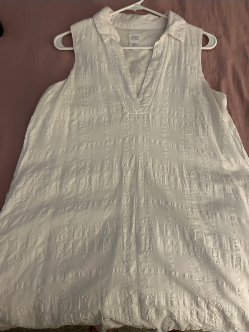 Sigrid Olsen White Sleeveless V-Neck Textured Tunic